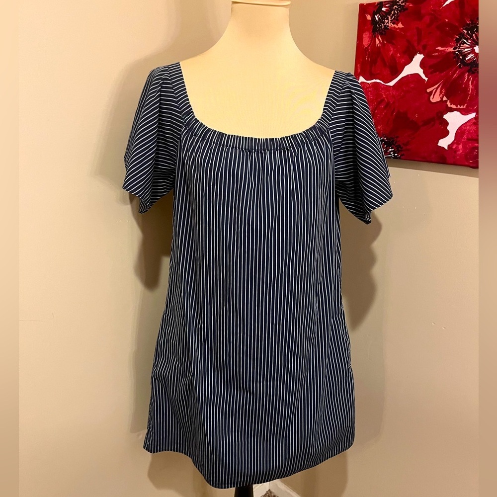 Banana Republic short sleeve off the shoulder striped dress, size M